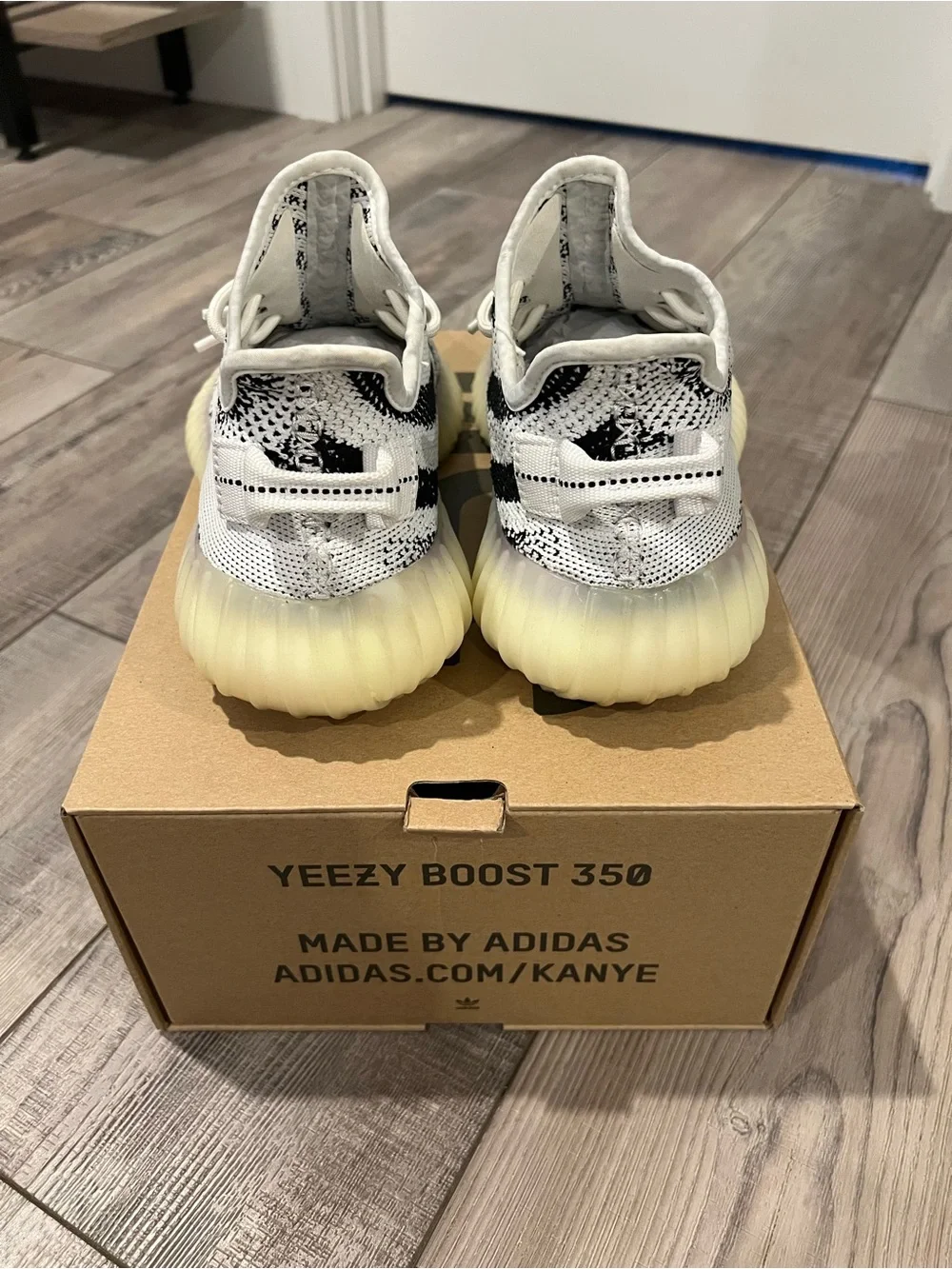 Yeezy Boost 350 V2 Zebra White Black with Red Script